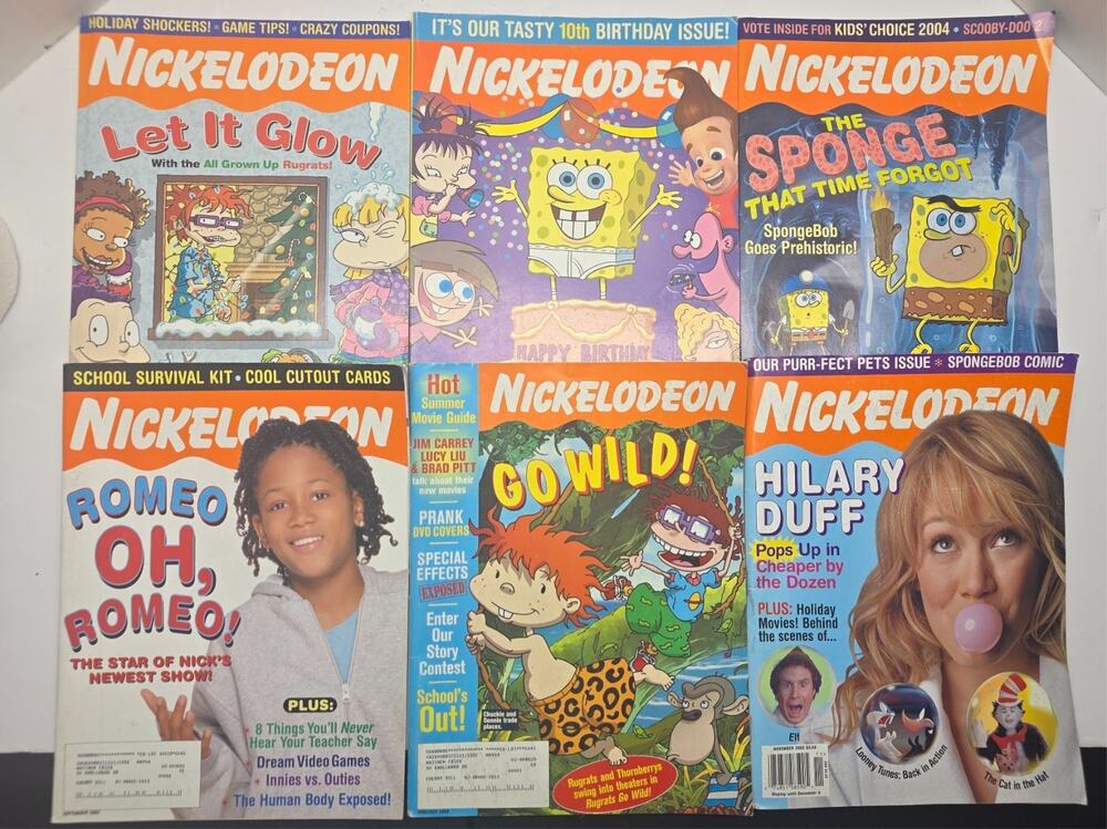 Vintage Y2K Nickelodeon Magazine LOT OF 6 Pokemon Poster 2003 2004 w/inserts
